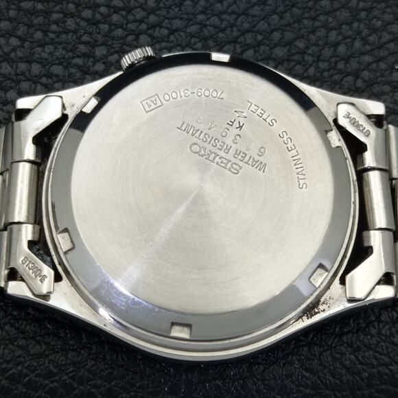 Vintage 1992 Seiko Automatic Mens Silver Watch W/daydate & Green accents - Picture 8 of 10